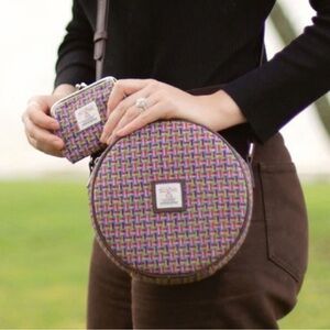 Authentic Harris Tweed Round Bag With Shoulder Strap